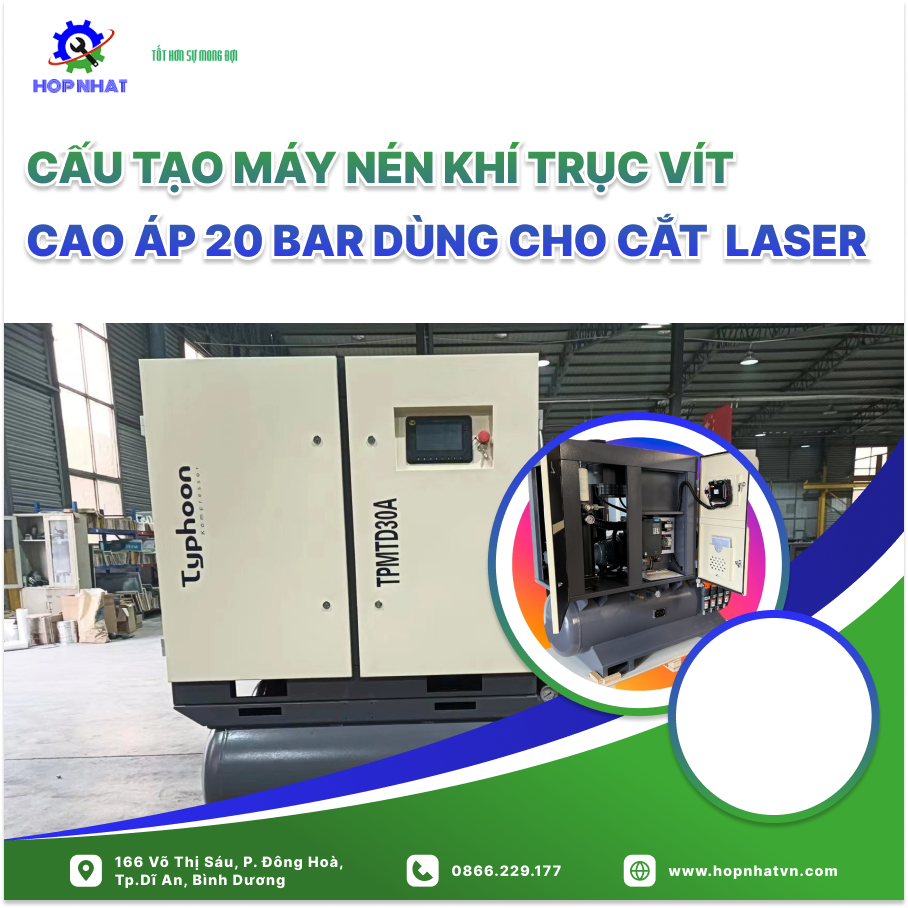 <p style="text-align: justify;"><span style="font-size:16px;">Cấu tạo <strong><em>máy nén khí trục vít cao áp 20 Bar</em></strong> dành cho cắt laser: Thiết kế tiên tiến, khả năng cung cấp áp suất ổn định và khí nén sạch, là giải pháp lý tưởng cho các ứng dụng công nghiệp đòi hỏi độ chính xác và hiệu suất cao.</span></p>